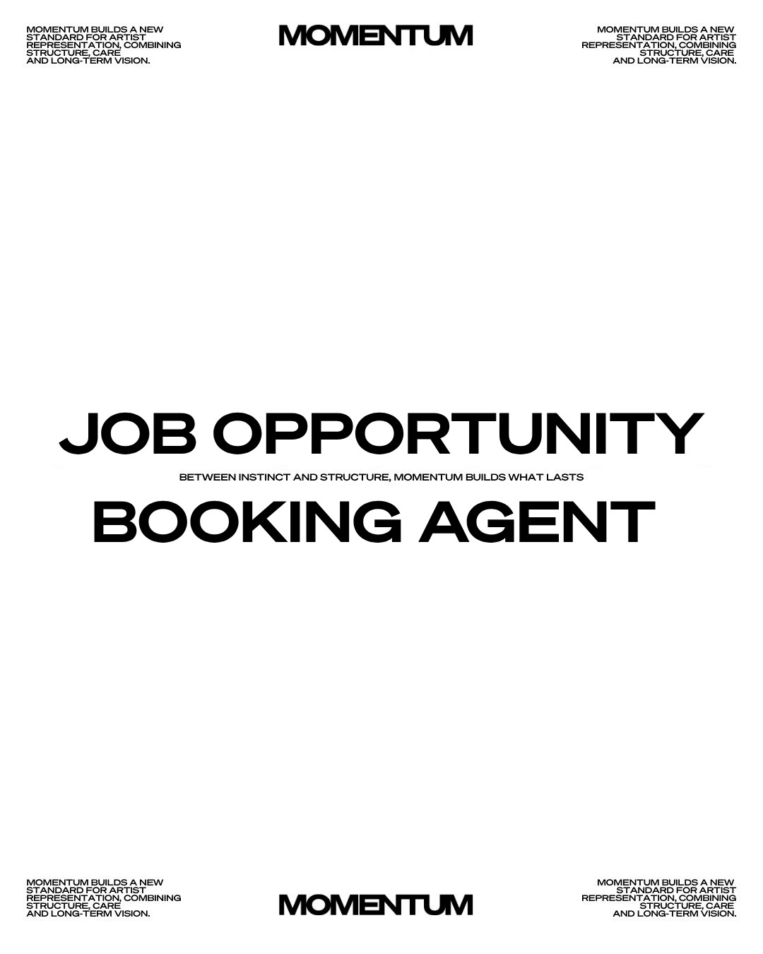 JOB OPPORTUNITY : BOOKING AGENT
